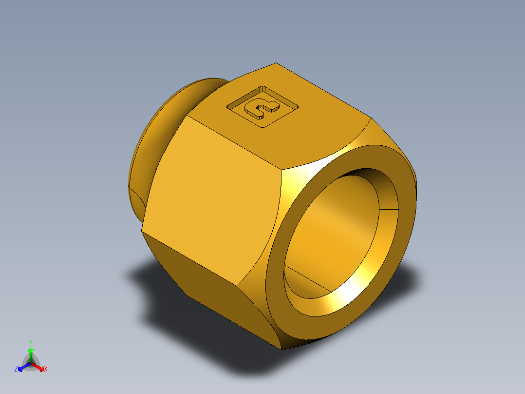 扩口式工业通用硬管接头Short Forged Nut 14FSX-4正等轴测图