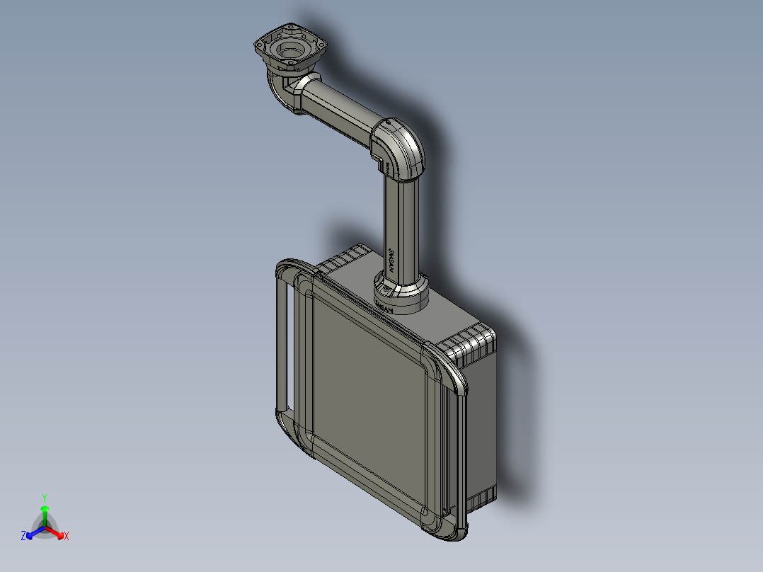 向上顶座+转角+箱体连接器+控制箱正等轴测图