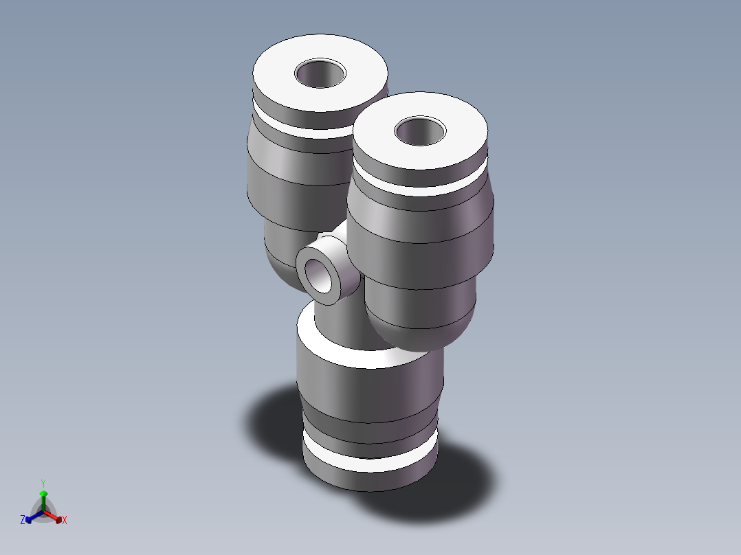 气动接头-Y型三通APYW6-4（6变4）正等轴测图