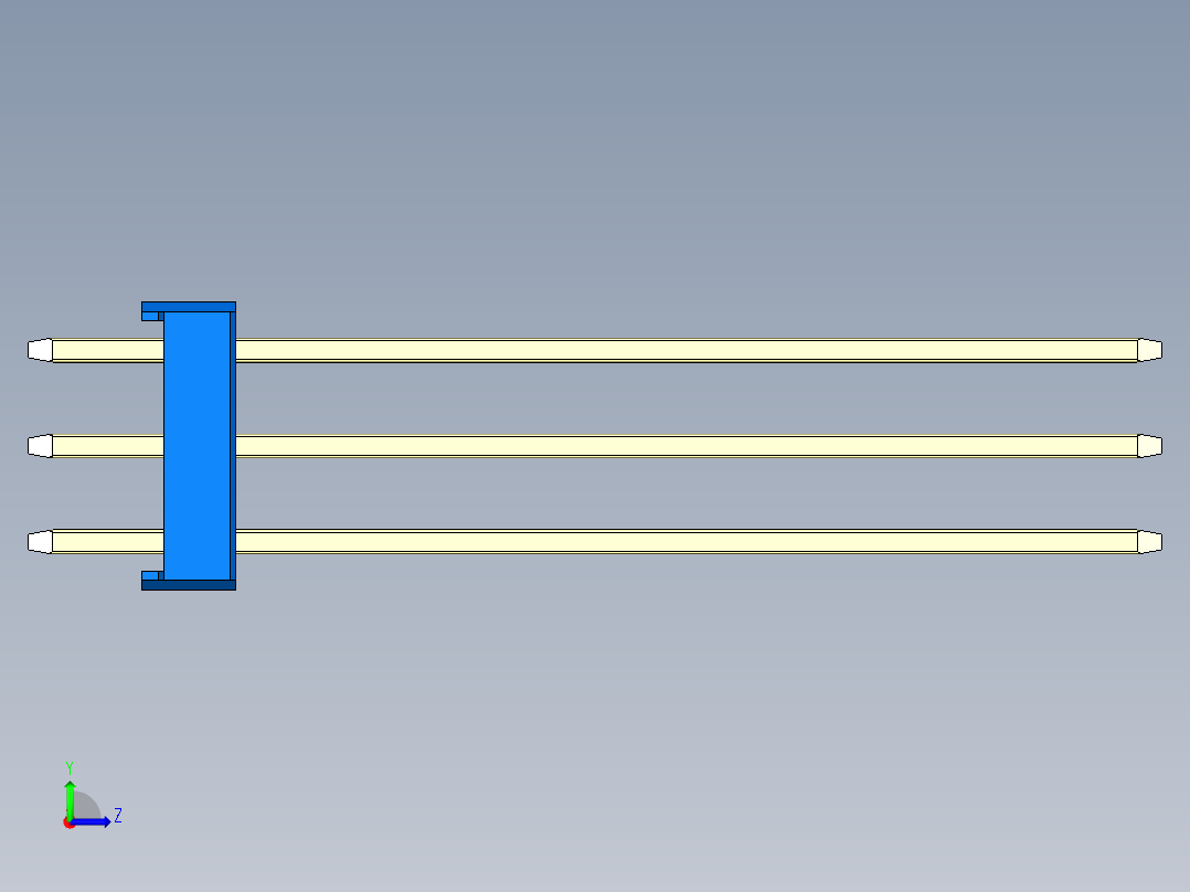彩色公头100mil（2.54mm）系列-DS1021_blue_3x01p_100mil_Type43_rev1.0左视图