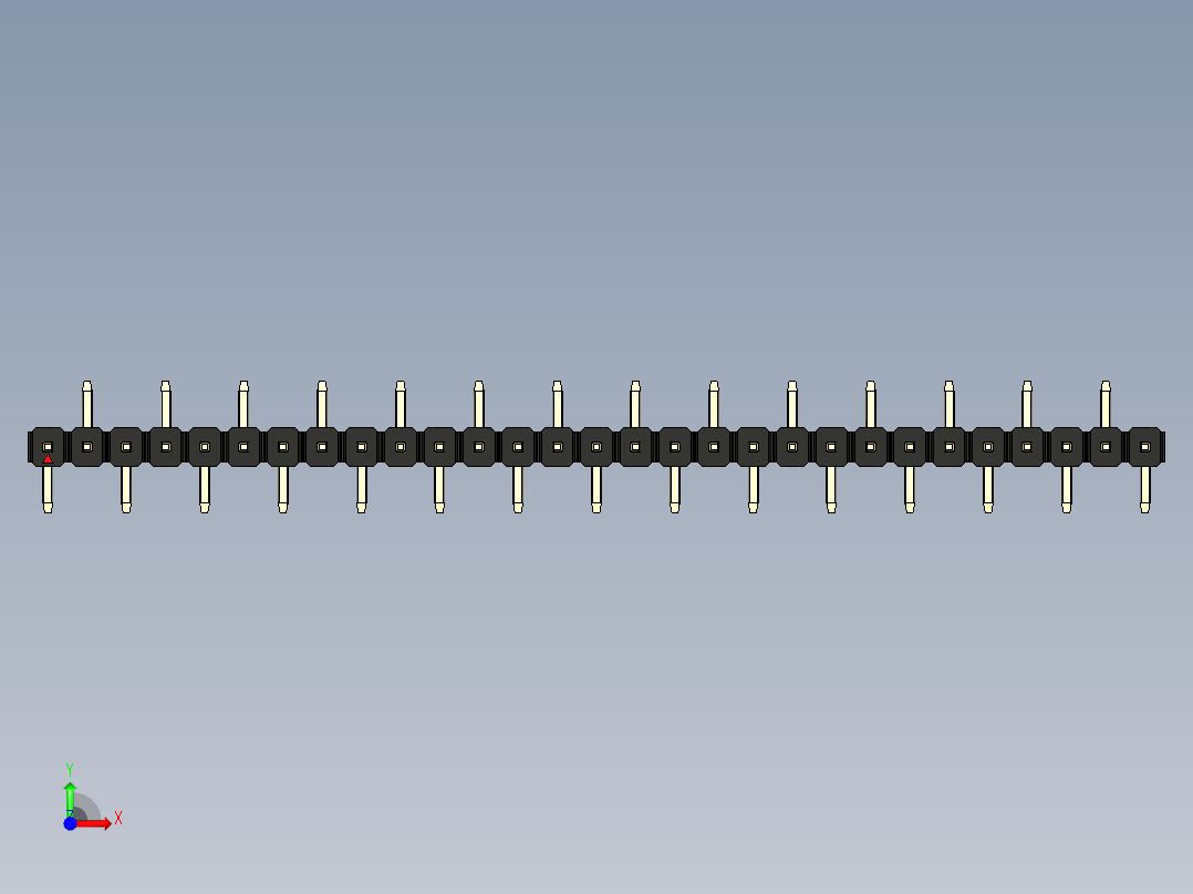 彩色公排针 100mil 2.54mm 系列-DS1022_black_29p_100mil_Type_SMT_R2_rev1.0前视图