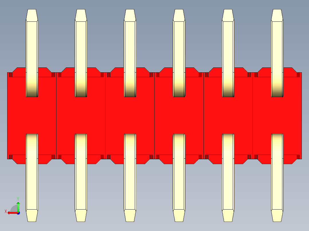 彩色公排针 100mil 2.54mm 系列-DS1022_red_12p_100mil_TypeSMT_rev1.0后视图