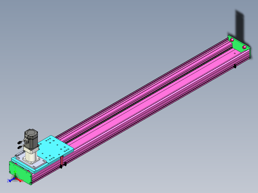 东锦齿条传动DH210G-L167-S1650-BU-减速机+P750W.STEP正等轴测图