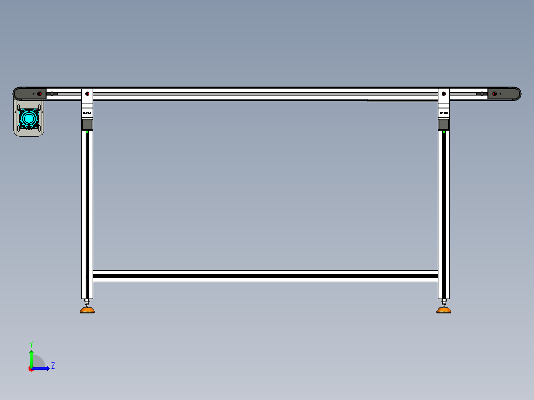 LE-XC4040-右边驱动带支座轻载皮带线-负载40kg左视图