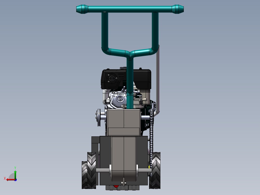 小型淮山便携式茶园开沟机三维SW模型设计后视图