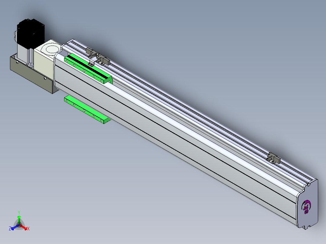 同步带滑台-半封闭B13H-L45-S600-L-P40-D3正等轴测图