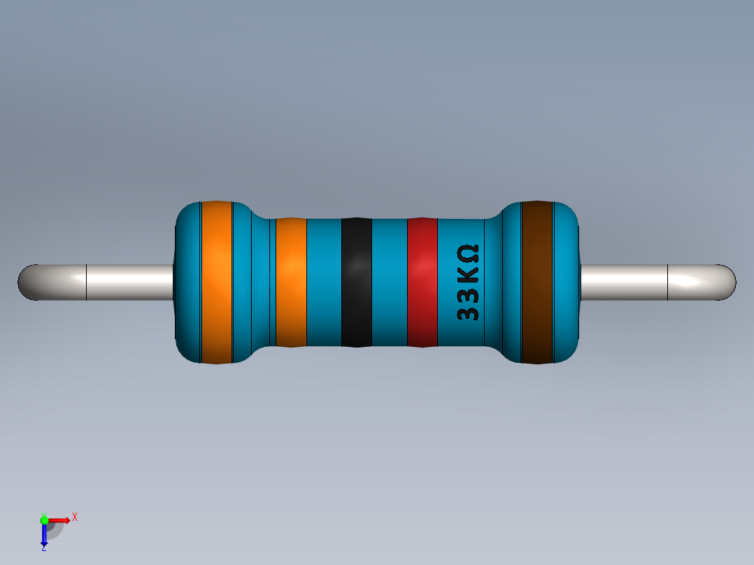 电容器 二极管 电阻器-Resistor 33K Ohm Blue俯视图