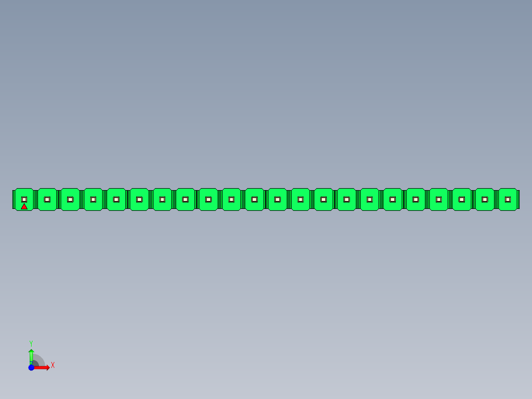 彩色公头100mil（2.54mm）系列-DS1021_green_1x22p_100mil_Type43_rev1.0前视图