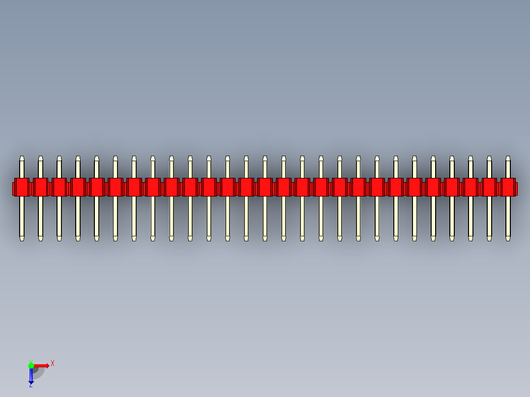 彩色公头100mil（2.54mm）系列-DS1021_red_3x27p_100mil_Type1_rev1.0俯视图