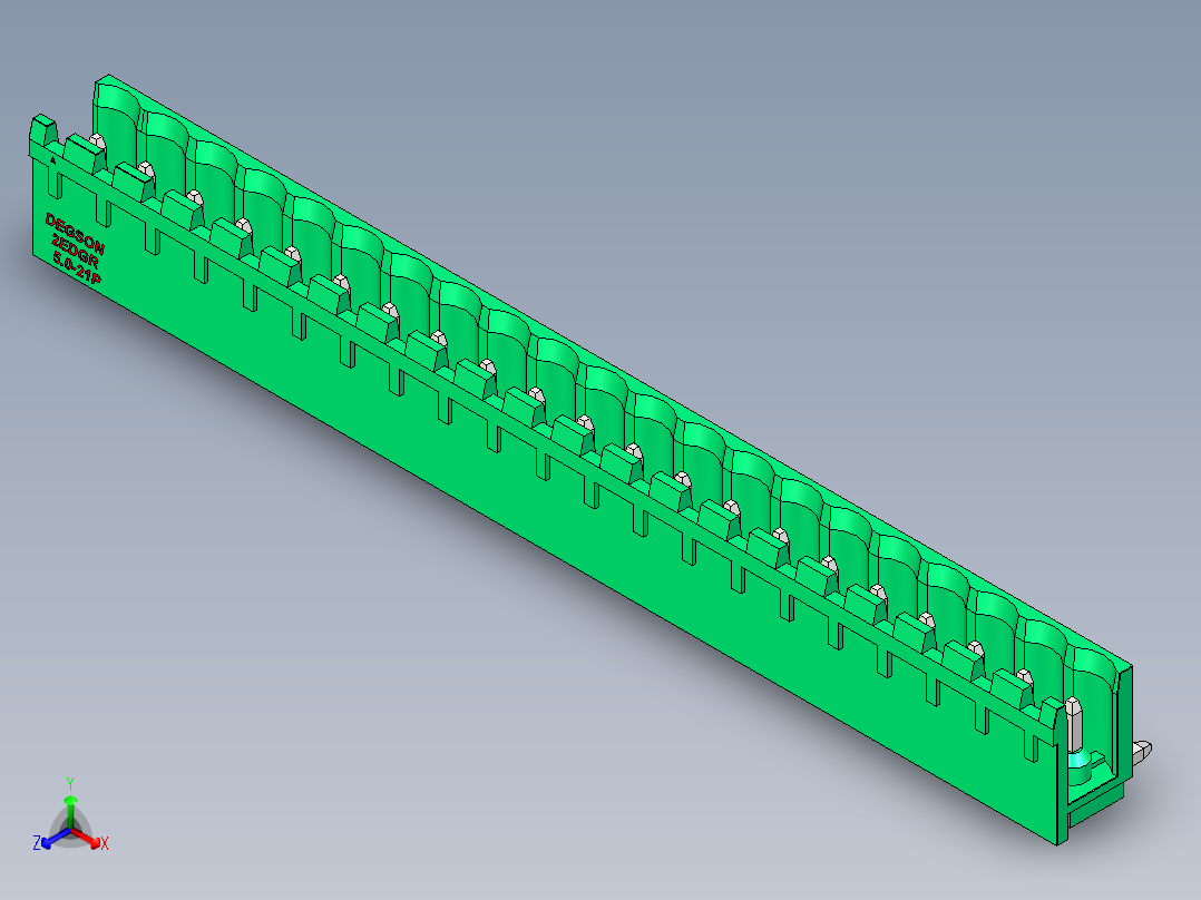 DEGSON 2EDG 系列 5.0mm 可插拔接线端子组-2EDGR-5.0-21P-14-00AH正等轴测图