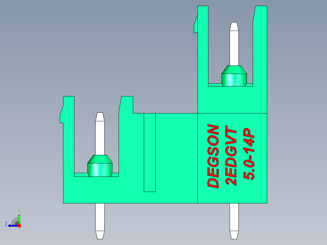 DEGSON 2EDG 系列 5.0mm 可插拔接线端子组-2EDGVT-5.0-14P-14-00AH右视图