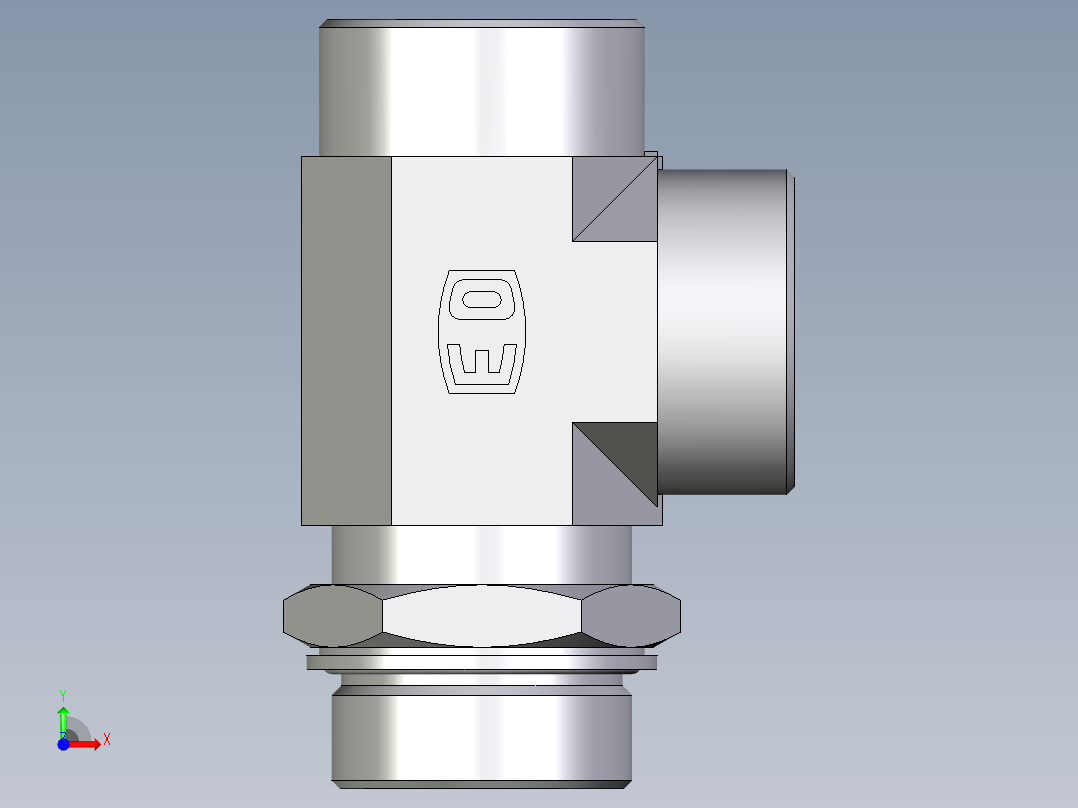 卡套式工业通用硬管接头EO_Adjustable_locknut_run_tee_LEE38SMOMDCF前视图
