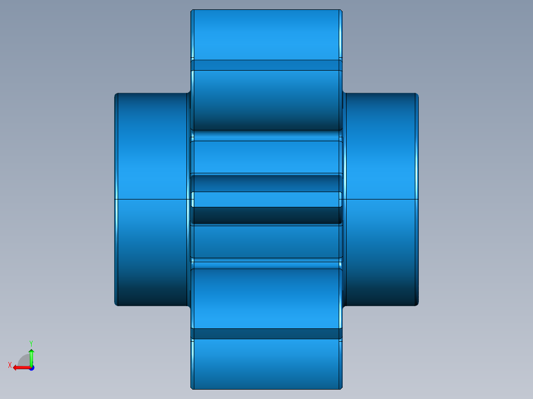 3647 Blue Technic Gear 8 Tooth.STEP后视图