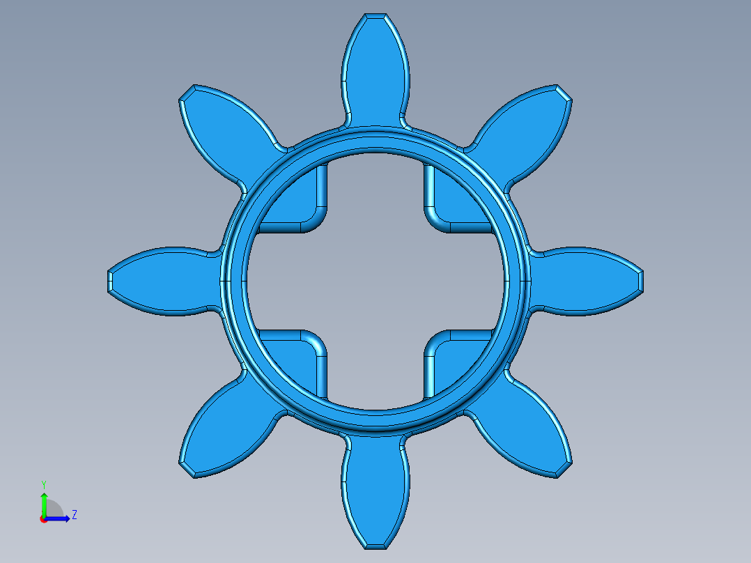 3647 Blue Technic Gear 8 Tooth.STEP左视图