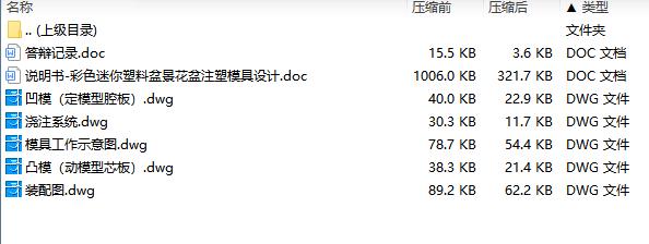 彩色迷你塑料盆景花盆注塑模具设计含5张CAD图