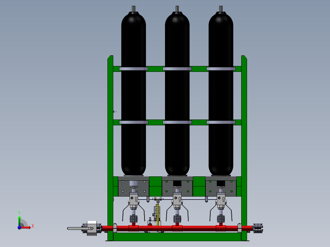 液压蓄能器组三维模型前视图
