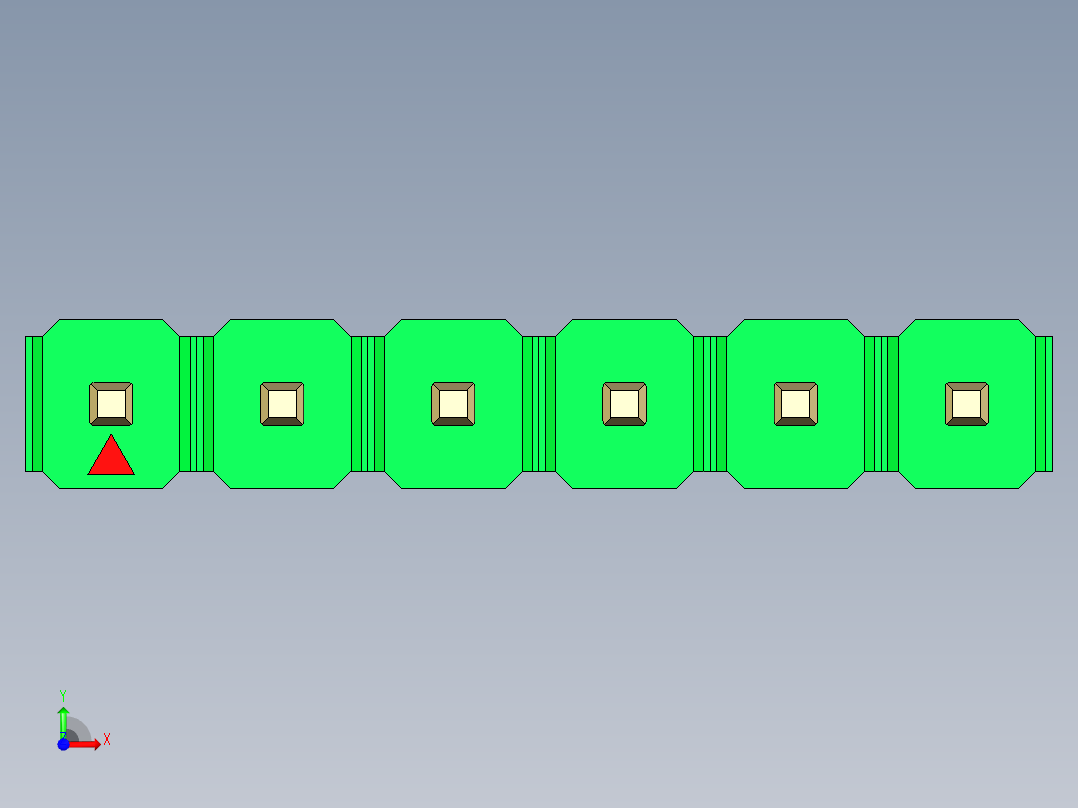 彩色公头100mil（2.54mm）系列-DS1021_green_1x06p_100mil_Type5_rev1.0前视图