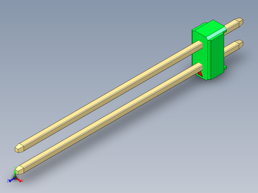 彩色公头100mil（2.54mm）系列-DS1021_green_2x01p_100mil_Type43_rev1.0正等轴测图