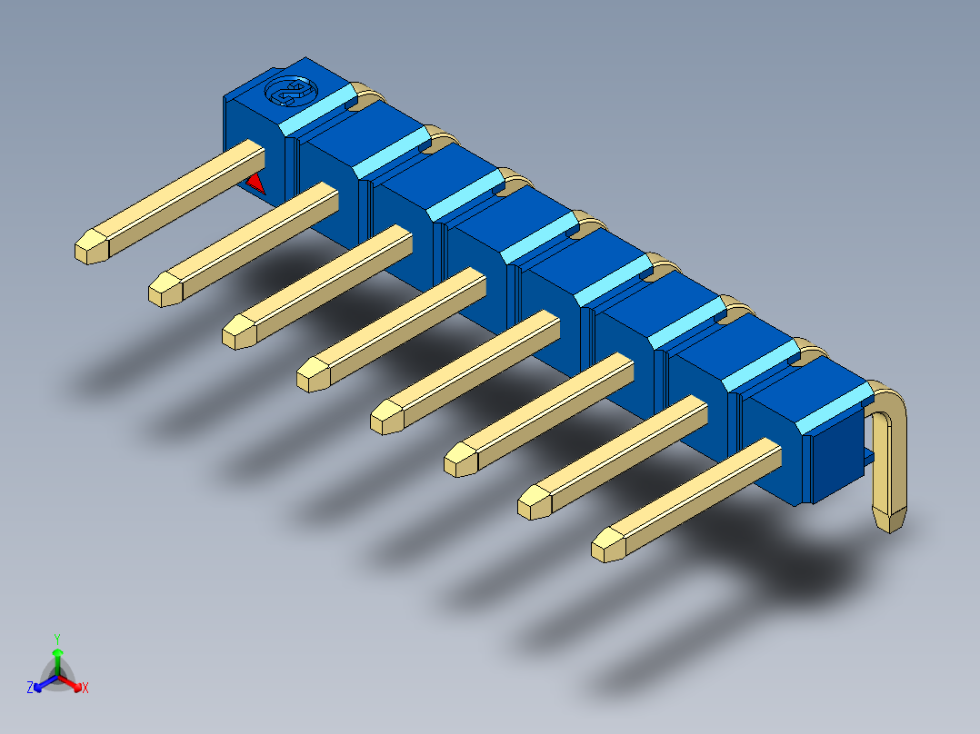 彩色公排针 100mil 2.54mm 系列-DS1022_blue_1x08p_100mil_TypeD_rev1.0