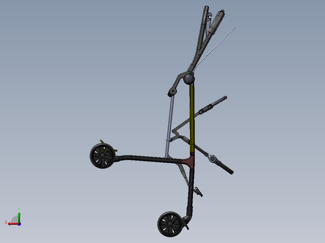 可折叠婴儿车设计资料含三维二维说明书后视图