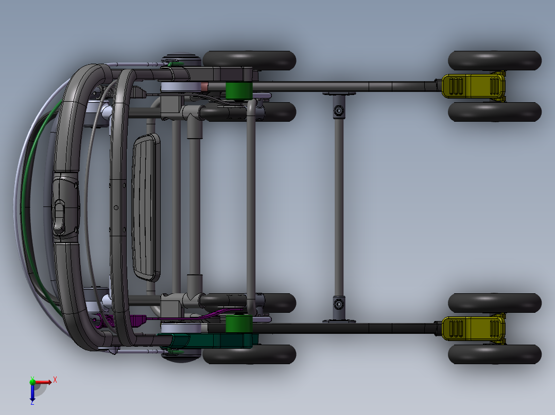 可折叠婴儿车设计资料含三维二维说明书俯视图