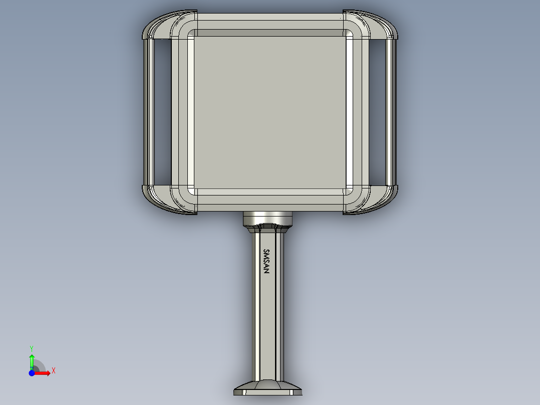 向上固定底座+箱体连接器+控制箱前视图