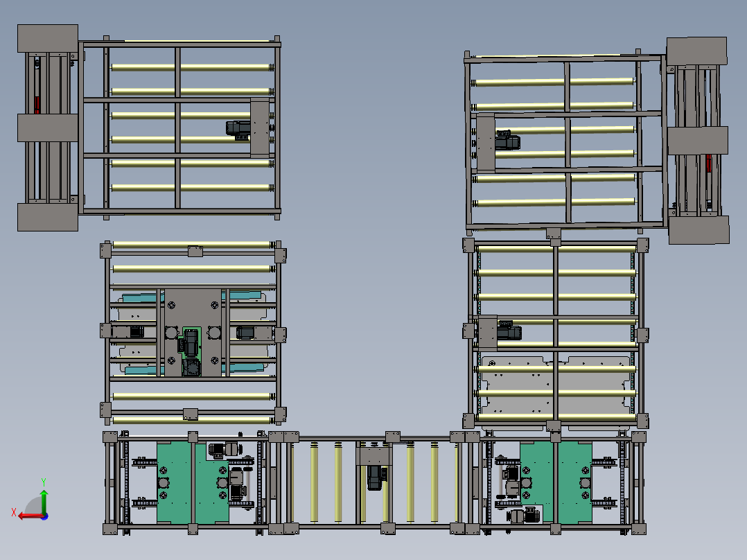 滚筒线上下物料组装线sw18可编辑后视图