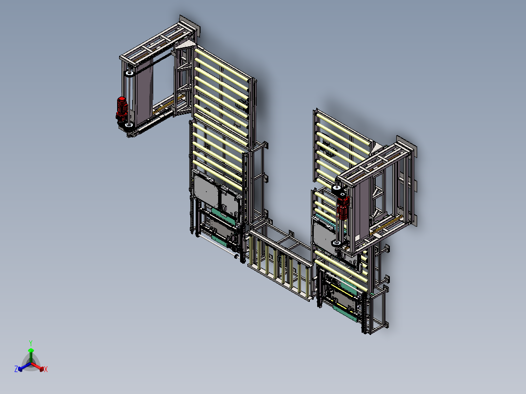滚筒线上下物料组装线sw18可编辑正等轴测图