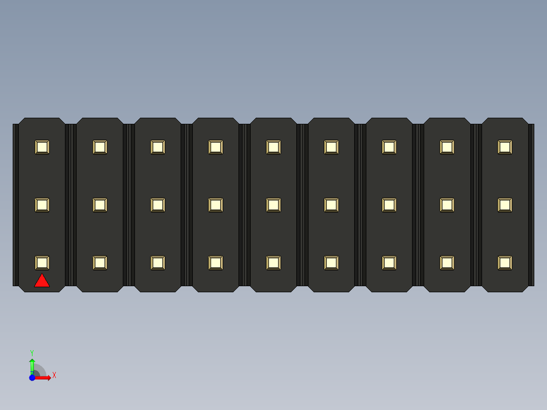 彩色公头100mil（2.54mm）系列-DS1021_black_3x09p_100mil_Type5_rev1.0前视图