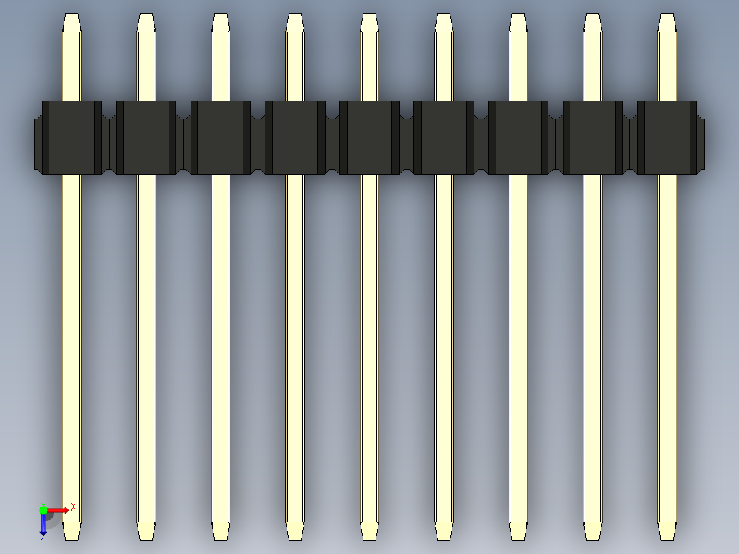 彩色公头100mil（2.54mm）系列-DS1021_black_3x09p_100mil_Type5_rev1.0俯视图