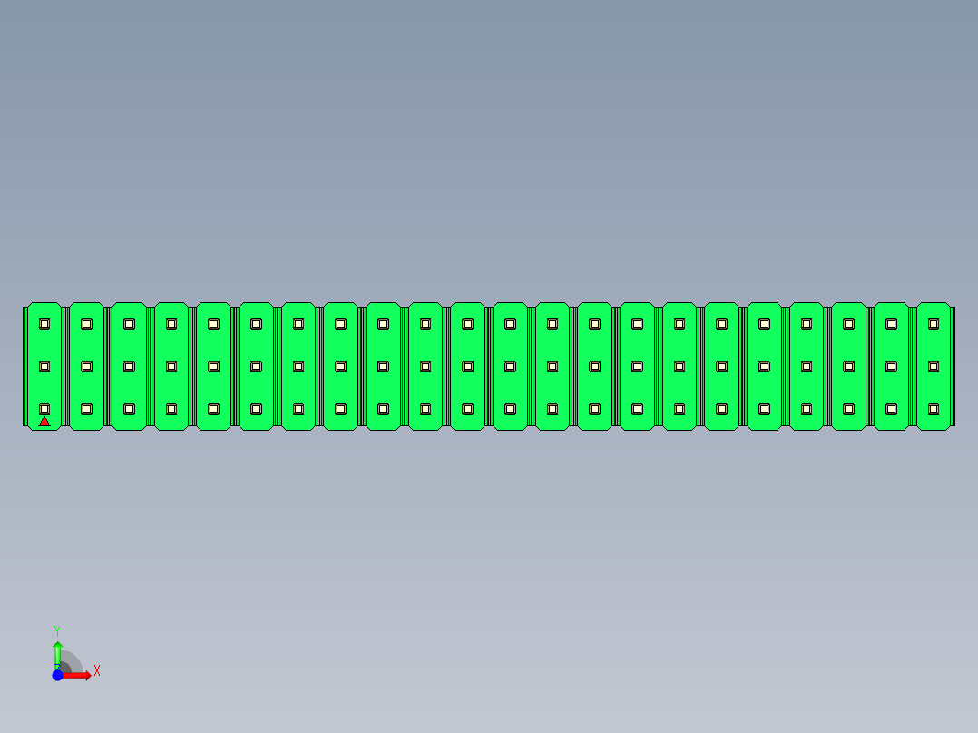 彩色公头100mil（2.54mm）系列-DS1021_green_3x22p_100mil_Type19_rev1.0前视图