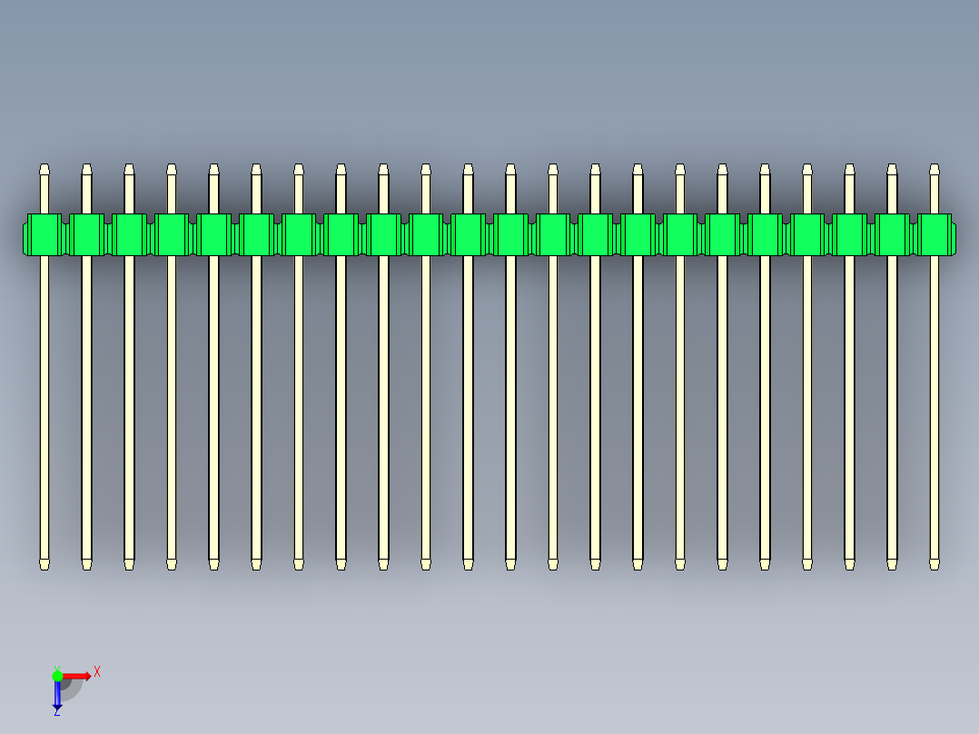 彩色公头100mil（2.54mm）系列-DS1021_green_3x22p_100mil_Type19_rev1.0俯视图
