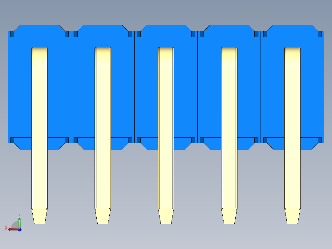 彩色公排针 100mil 2.54mm 系列-DS1022_blue_2x05p_100mil_TypeD_rev1.0后视图