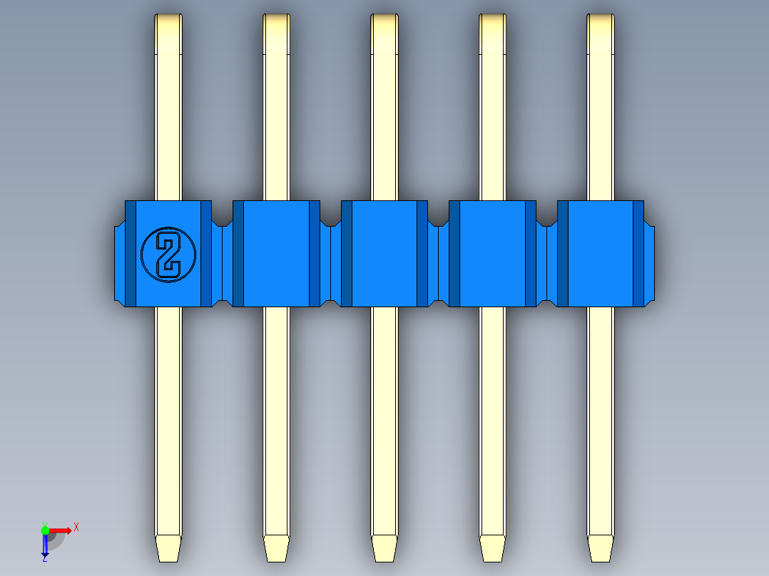彩色公排针 100mil 2.54mm 系列-DS1022_blue_2x05p_100mil_TypeD_rev1.0俯视图