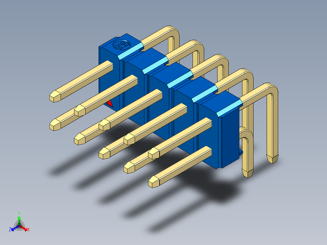 彩色公排针 100mil 2.54mm 系列-DS1022_blue_2x05p_100mil_TypeD_rev1.0正等轴测图