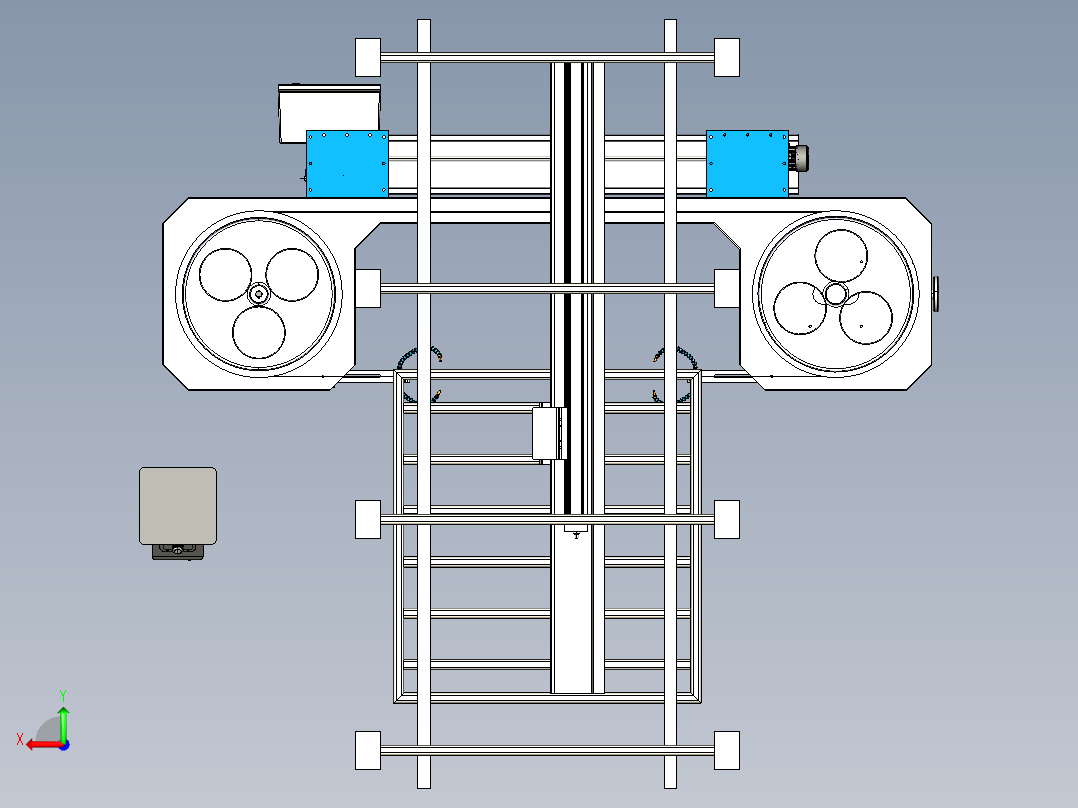 水平弯曲锯石灰石切割锯3D数模图纸 STEP格式后视图