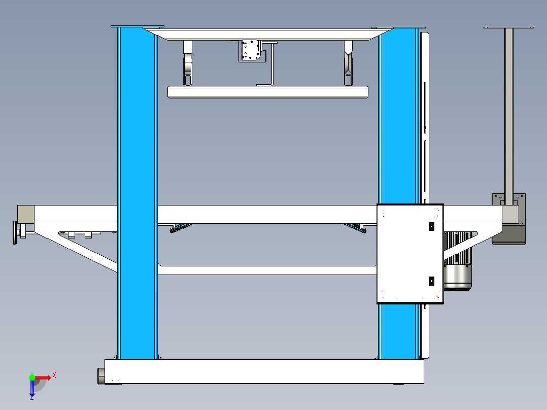 水平弯曲锯石灰石切割锯3D数模图纸 STEP格式俯视图