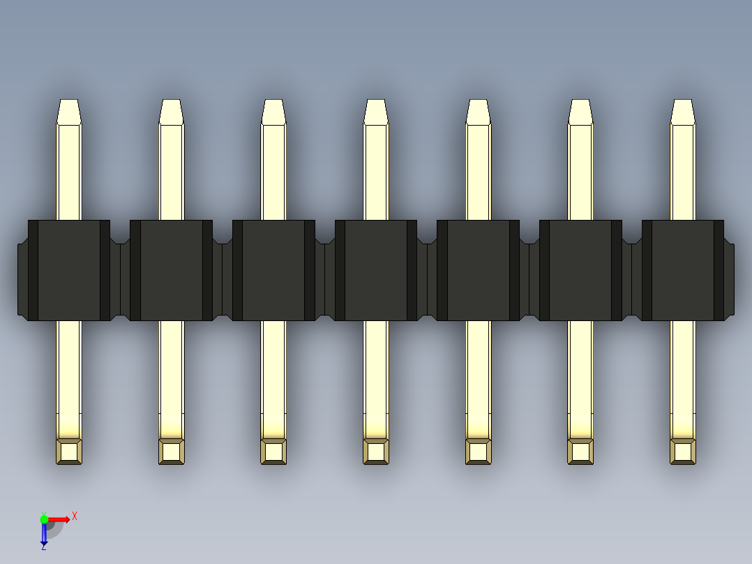 彩色公排针 100mil 2.54mm 系列-DS1022_black_07p_100mil_TypeU_rev1.0俯视图