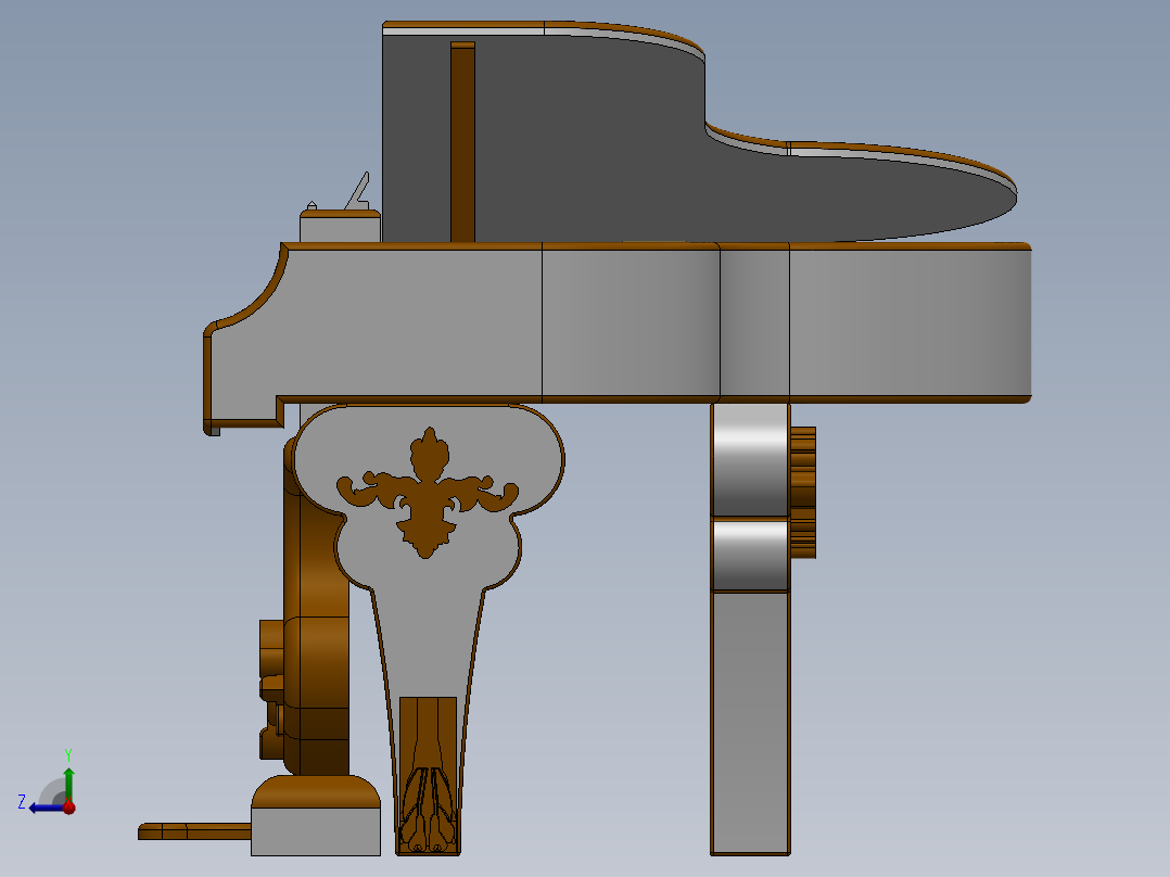 数码三角钢琴右视图