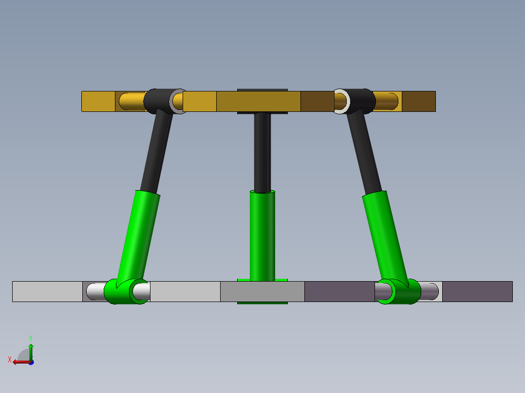 简易并联机构装配及运动仿真后视图