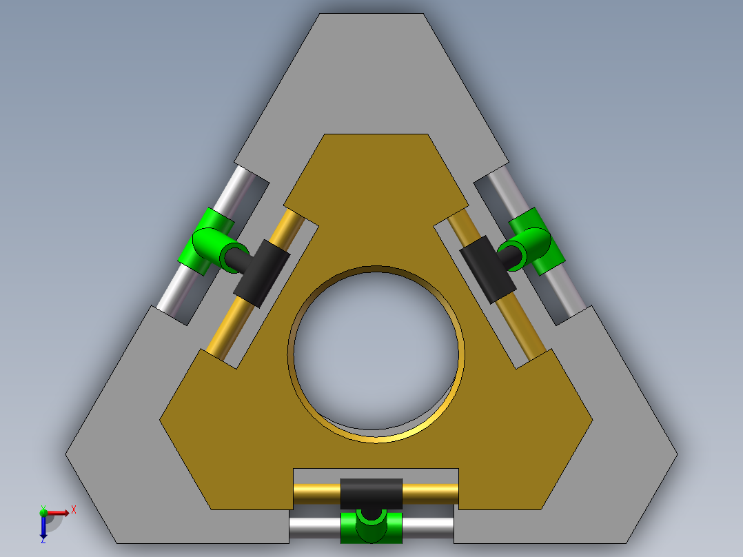 简易并联机构装配及运动仿真俯视图