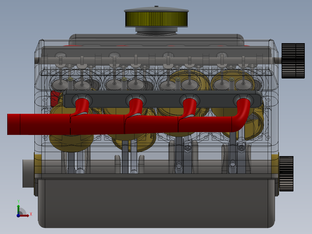 V8发动机总成前视图