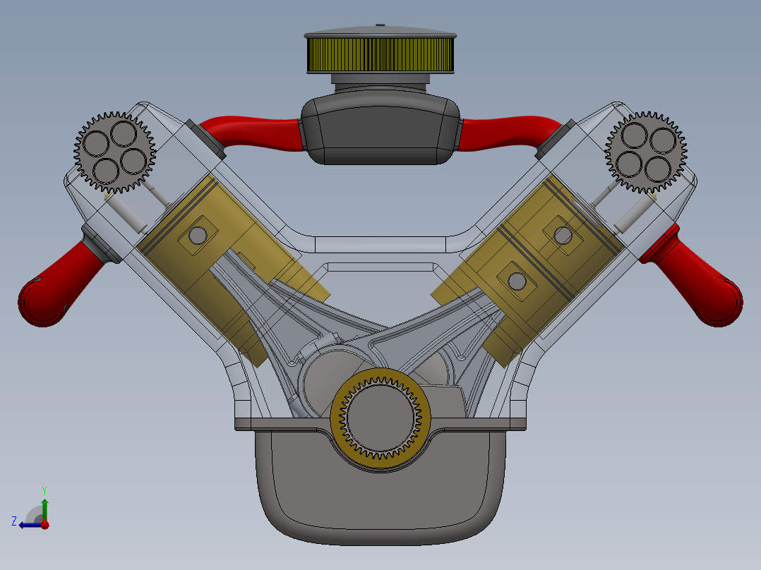 V8发动机总成右视图