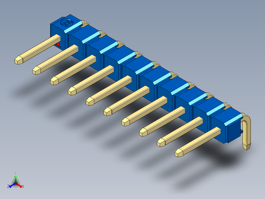 彩色公排针 100mil 2.54mm 系列-DS1022_blue_1x10p_100mil_TypeD_rev1.0