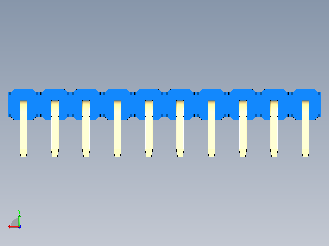 彩色公排针 100mil 2.54mm 系列-DS1022_blue_1x10p_100mil_TypeD_rev1.0后视图