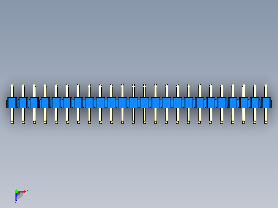彩色公排针 100mil 2.54mm 系列-DS1022_blue_24p_100mil_TypeU_rev1.0俯视图