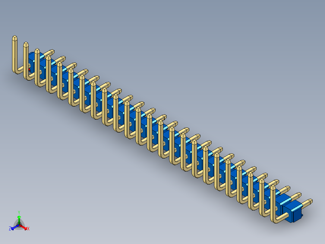 彩色公排针 100mil 2.54mm 系列-DS1022_blue_24p_100mil_TypeU_rev1.0正等轴测图
