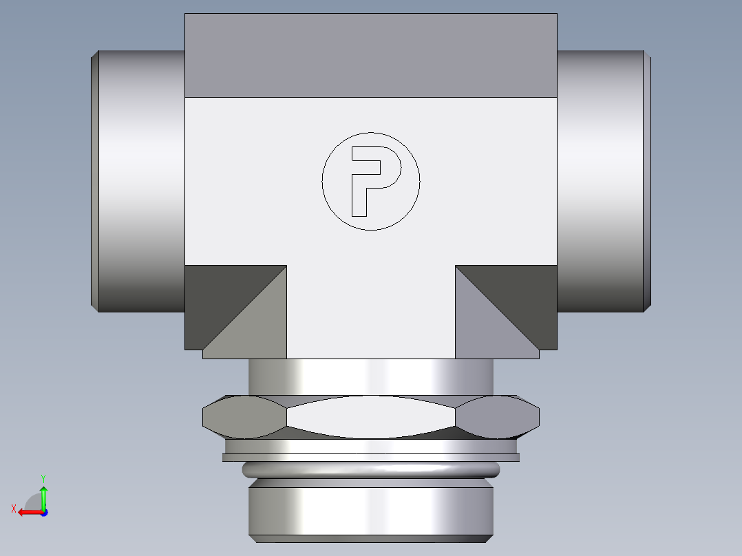 卡套式工业通用硬管接头EO_Adjustable_locknut_branch_tee_TEE35LMOROMDCF后视图