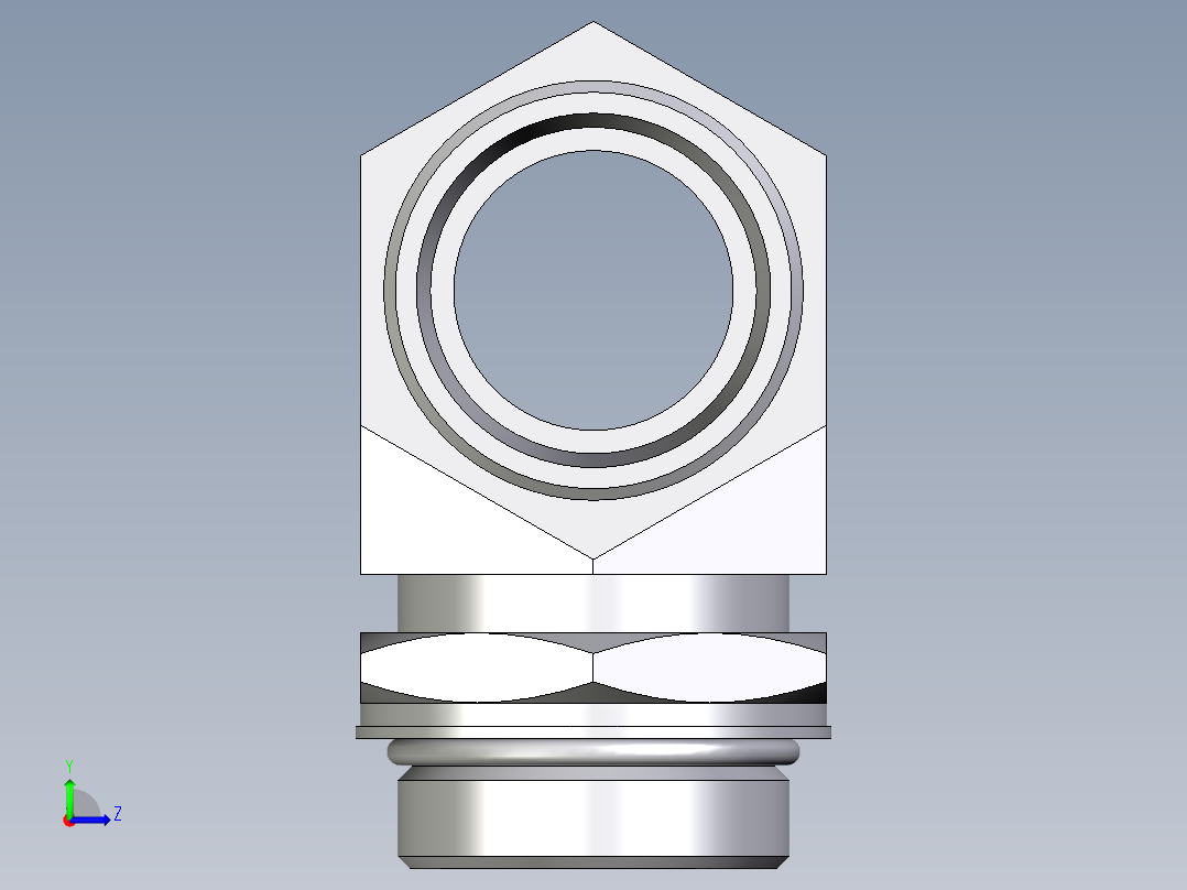 卡套式工业通用硬管接头EO_Adjustable_locknut_branch_tee_TEE35LMOROMDCF左视图