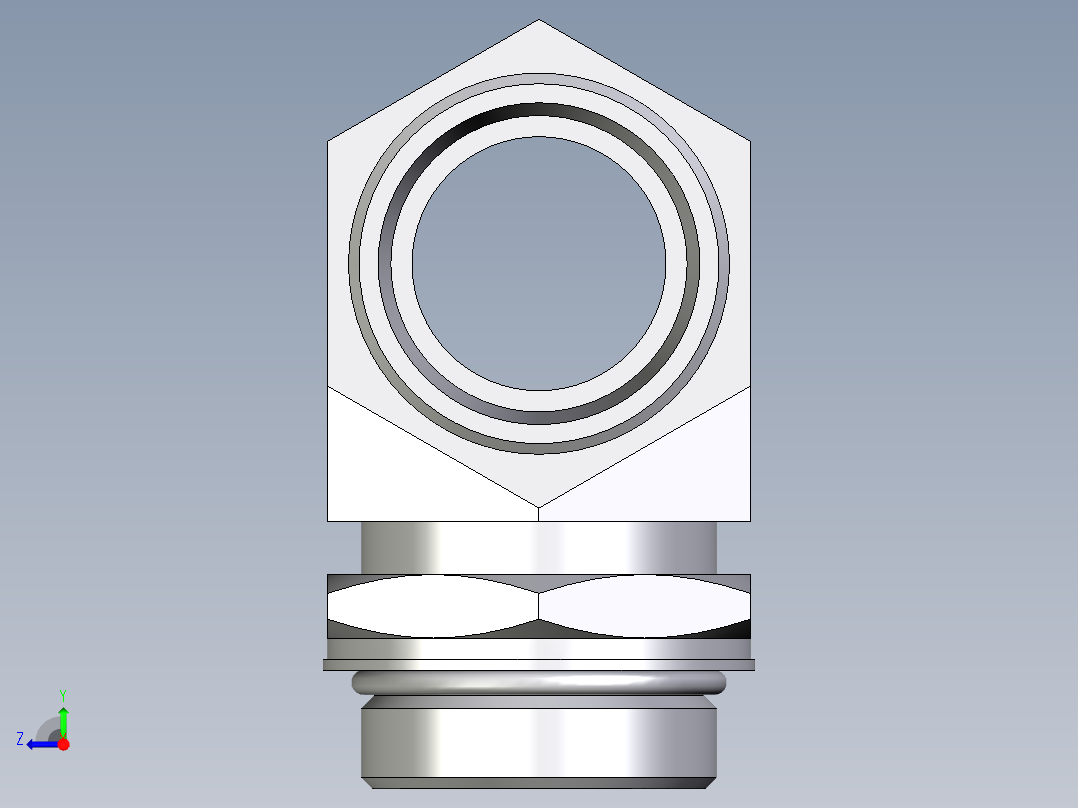 卡套式工业通用硬管接头EO_Adjustable_locknut_branch_tee_TEE35LMOROMDCF右视图